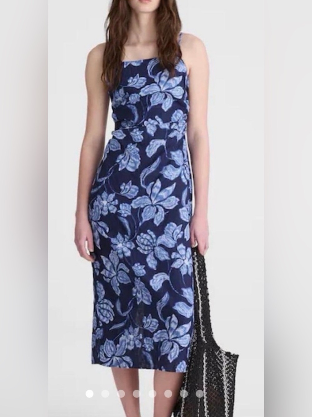 Madewell ruched linen navy floral dress